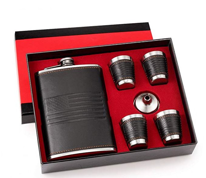 American Flag Flask & Shot Glasses Set