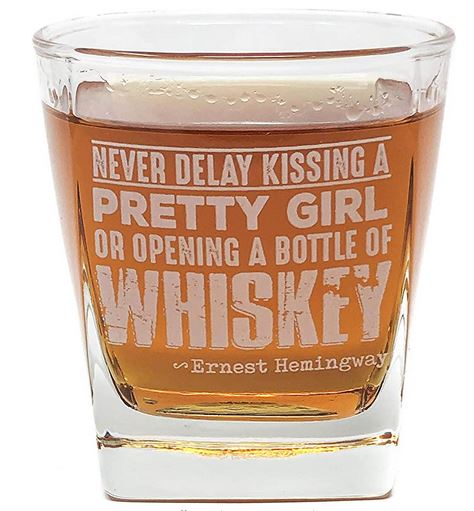 Hemingway Whiskey Quote Glass