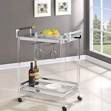 2-Tier Glass & Chrome Bar Cart