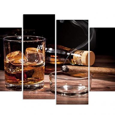 4-Piece Whiskey & Cigar Wall Art Set