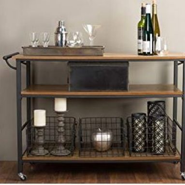 Baxton Studio Long Wooden Bar Cart