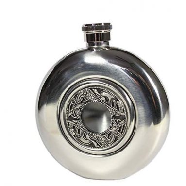Circular Pewter Celtic Flask