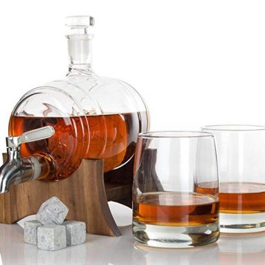 Glass Barrel Whiskey Decanter Set
