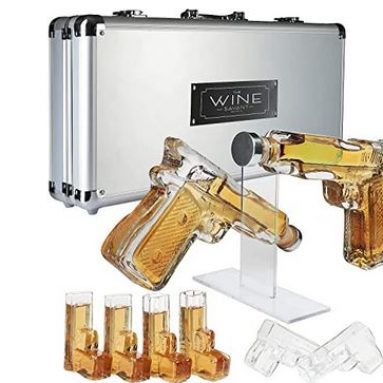 Pistol Shaped Whiskey Decanter Gift Set