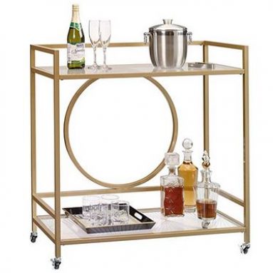 Sauder Lux Gold & Glass Bar Cart