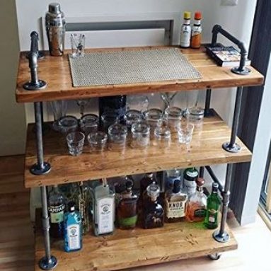 WGX Wood & Metal 3-tier Bar Cart