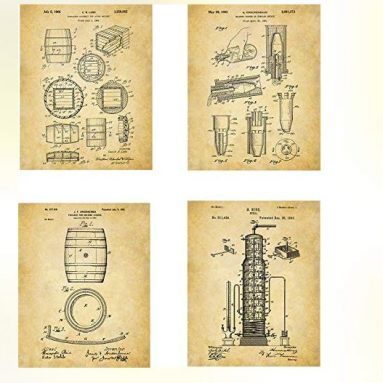 Whiskey Patents Wall Art Set